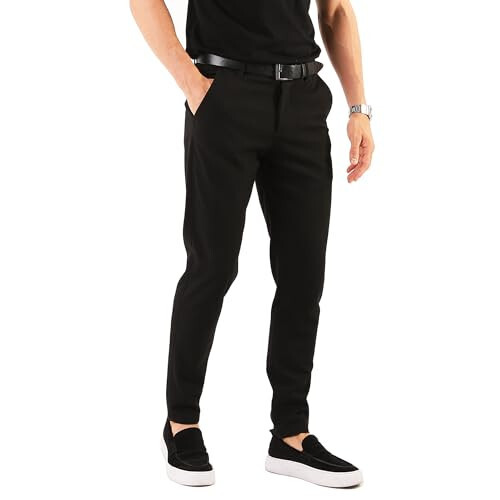 OCEAN AMELI Men's Slim Fit Pants - Stretch Cotton Chinos Pants - Casual Golf Business Skinny Dress Pants - 10