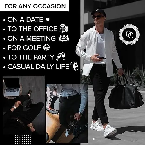 OCEAN AMELI Mens Slim Fit Pants - Stretch Cotton Chinos Pants - Casual Golf Business Skinny Dress Pants for Men - 2