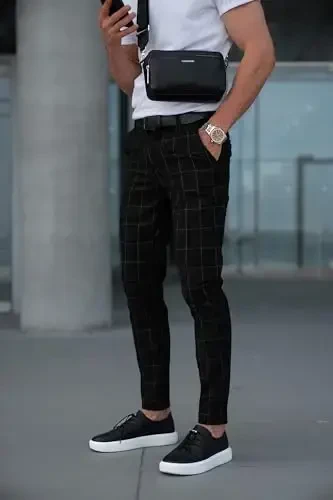 OCEAN AMELI Mens Slim Fit Shim - Paxta Chinos Shim - Erkaklar uchun kundalik golf biznesi tor ko'ylaklar - 3