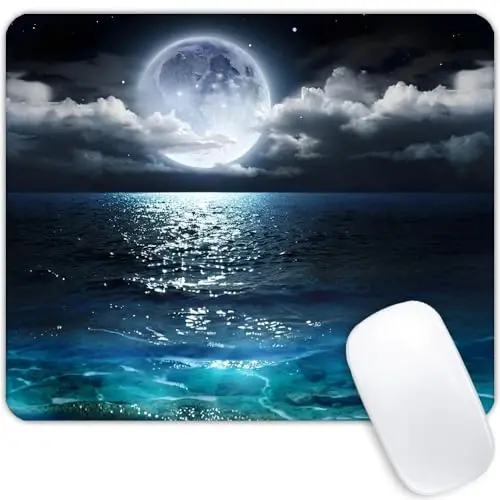 Ocean and Moon Mouse pad Moslashtirilgan sichqoncha kompyuterlar noutbuklar ofis stol aksessuarlari uchun sirpanmaydigan kauchuk asosli sichqoncha yostiqchalari - GOODSPROUT