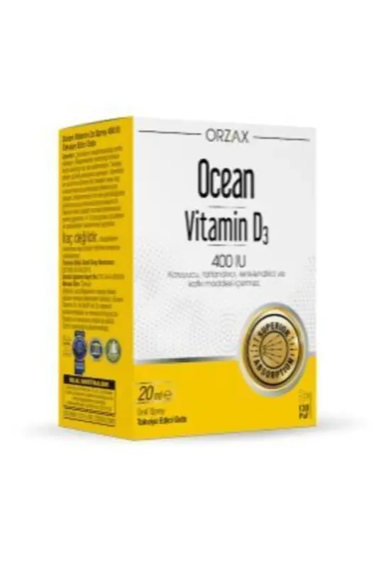 Ocean Bolalar va Kattalar Uchun D3 400 IU Spreyi 20 Ml - OCEAN