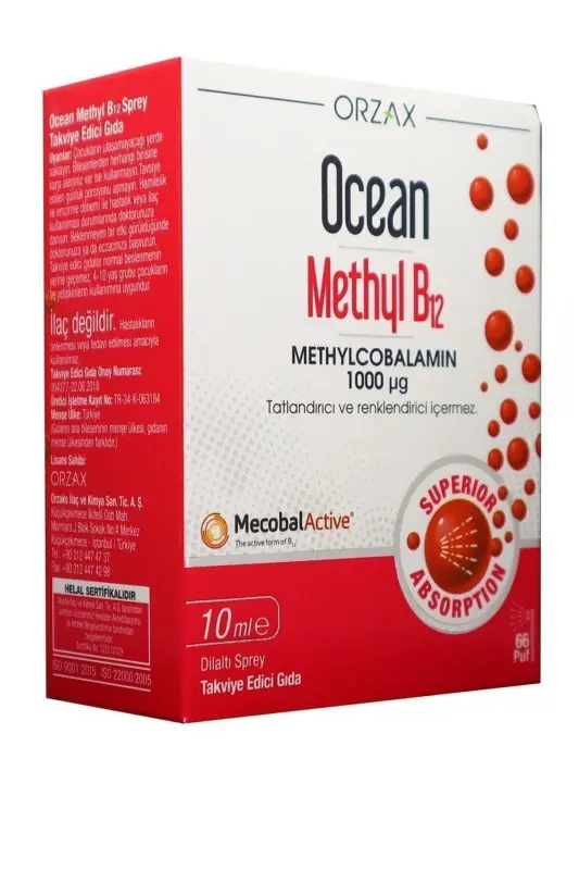 Ocean Methyl B12 1000 Mg 10 Ml Sublingual Spray / 66 Doses - OCEAN