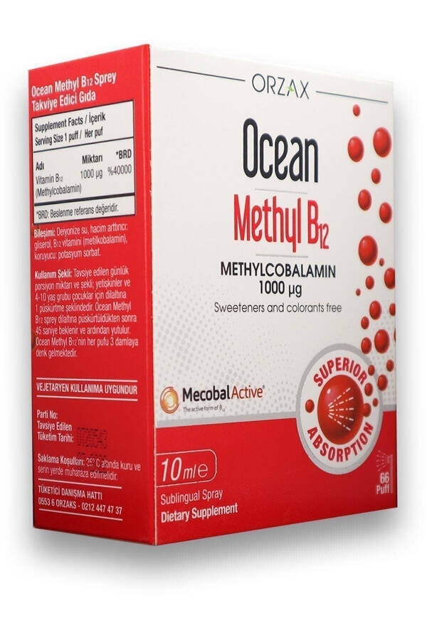 Ocean Methyl B12 1000 Mg 10 Ml Sublingual Spray / 66 Doses - 3