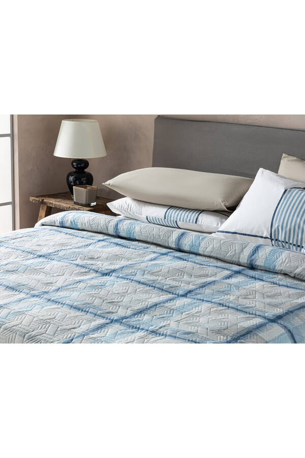 Ocean Plaid Double Bed Multipurpose Blanket 200x220 Cm Blue - 3