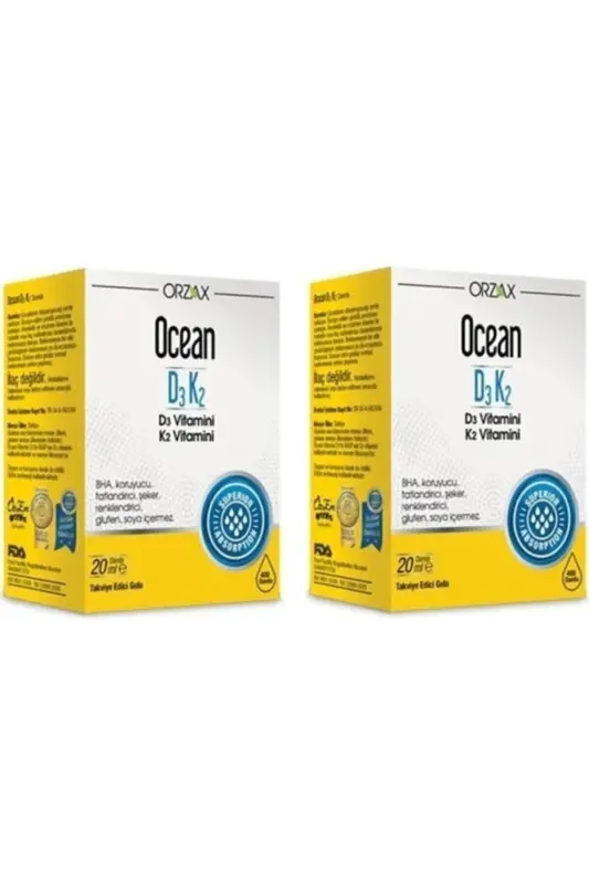 Ocean Vitamin D3k2 Damla 20 Ml 2'li Paket - ORZAX