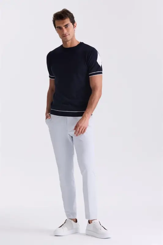 Och koʻk rangli Comfort Fit belbogʻli elastik jogger shimlar - 3