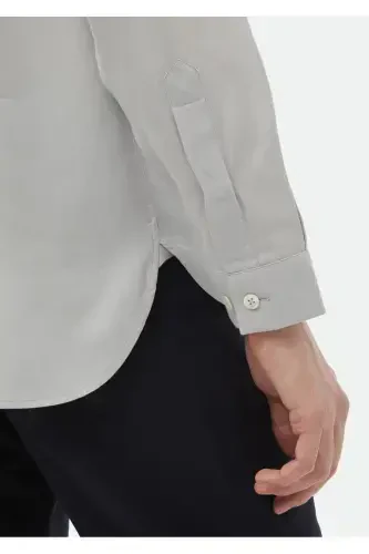 Och kulrang tekis oddiy to'qilgan klassik ko'ylak - 5