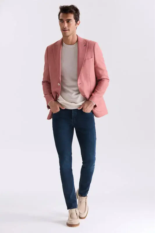 Och pushti Slim Fit O'tkir yoqali Yozgi Sport Jeketi - 2