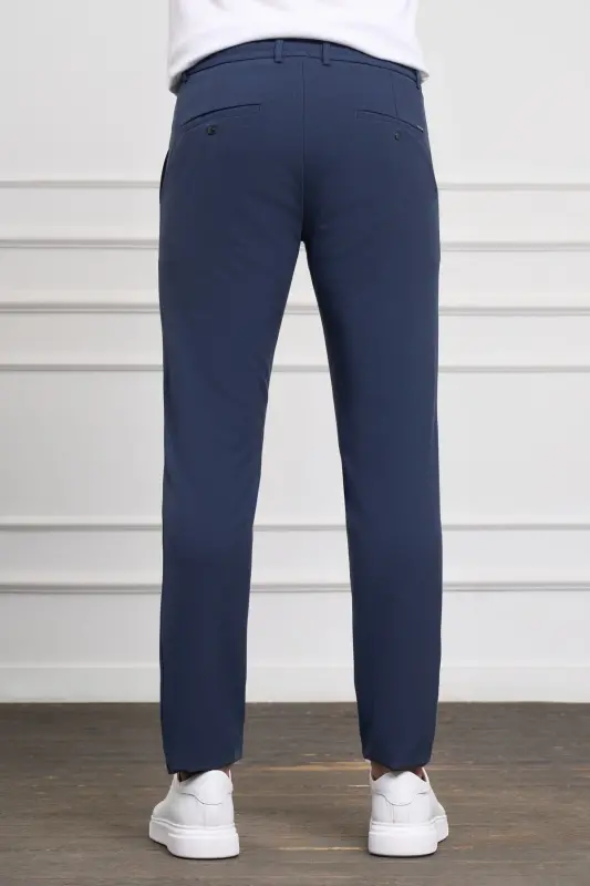Ochiq ko'k Slim Fit tor kesimli yon cho'ntakli bog'ichli Jogger erkaklar shim-Ochiq ko'k - 3