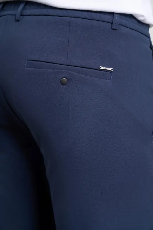 Ochiq ko'k Slim Fit tor kesimli yon cho'ntakli bog'ichli Jogger erkaklar shim-Ochiq ko'k - 4