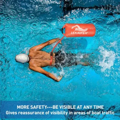 Ochiq suv uchun suzish boyasi 2 ta to'plam, 20L suzish xavfsizligi suzuvchi suv o'tkazmaydigan quruq xalta suzuvchilar uchun triatletlar kanoechilar snorkeler, suzish mashg'ulotlarini xavfsizroq o'tkazish uchun suzish boyasi - 4