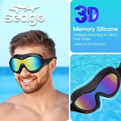 Очки для плавания, не протекающие, с защитой от запотевания, для бассейна, для взрослых мужчин, женщин, молодежи, с защитой от ультрафиолета, 180° Clear Vision - 3