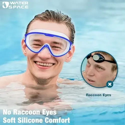 Очки для плавания Water Space Swim Goggles (2 шт.), для взрослых мужчин и женщин, антизапотевающие, с УФ-защитой, герметичные, широкий обзор 180°, четкое зрение. - 7
