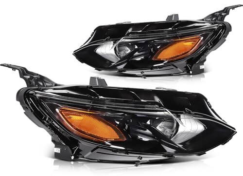 OCPTY Headlight Assembly Pair Replacement For 2019-2022 for Chevrolet Malibu Chrome Housing Amber Reflector Clear Lens - 3