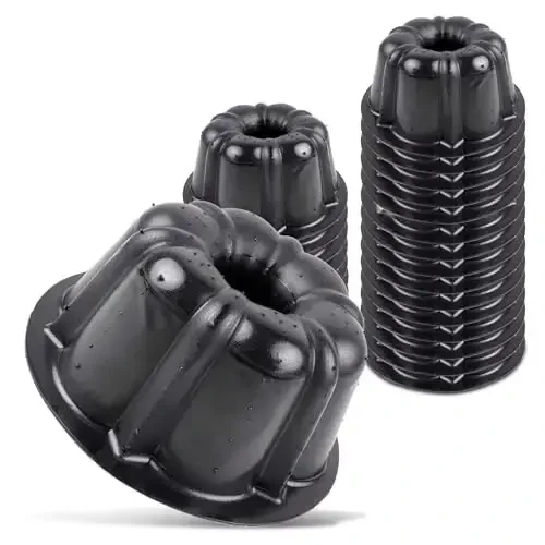 O’Creme Bakeable Plastic Mini Cake Pan with Container - Baking Pan With Non-Stick Silicone - Reusable Mold For Baking and Much More - and Clear Snap-Closure Container - 25 Cake Pans + 25 Containers - 4