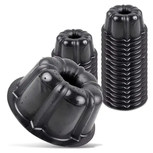 O’Creme Bakeable Plastic Mini Cake Pan with Container - Baking Pan With Non-Stick Silicone - Reusable Mold For Baking and Much More - and Clear Snap-Closure Container - 25 Cake Pans + 25 Containers - 4