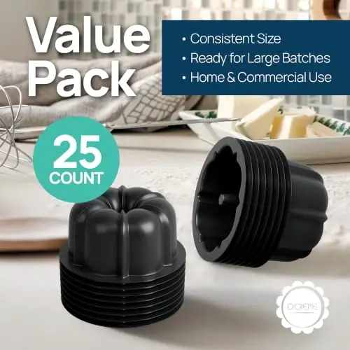 O’Creme Bakeable Plastic Mini Flan Molds Pan - Baking Pan With Non-Stick Silicone - Reusable Non-Stick baking Mini Flan Molds For Baking and Much More - 25 QTY Pack - 3