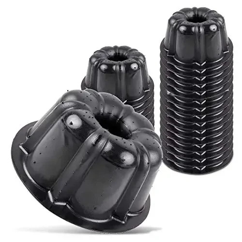 O’Creme Bakeable Plastic Mini Flan Molds Pan - Baking Pan With Non-Stick Silicone - Reusable Non-Stick baking Mini Flan Molds For Baking and Much More - 25 QTY Pack - 2