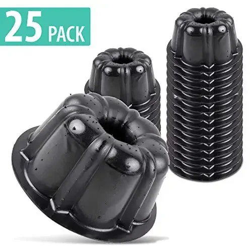 O’Creme Bakeable Plastic Mini Flan Qoliplari Pan - Yopishmaydigan silikonli pishirish qoliplari - Pishirish uchun qayta ishlatiladigan yopishmaydigan mini flan qoliplari va boshqalar - 25 dona - 3