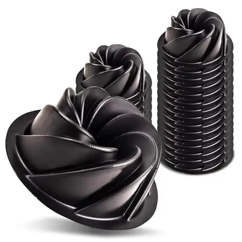 O'Creme Bakeable Plastic Mini Swirl Cake Pan, Baking Pan With Non-Stick Silicone, Reusable nonstick baking molds, Durable, Lightweight, Easy Storage for Baking and Much More - 25 QTY Pack - 4