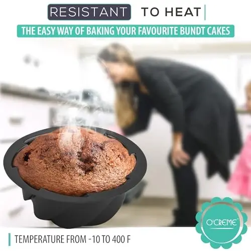 O'Creme Bakeable Plastic Mini Swirl Cake Pan, Baking Pan With Non-Stick Silicone, Reusable nonstick baking molds, Durable, Lightweight, Easy Storage for Baking and Much More - 25 QTY Pack - 5