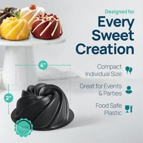 O'Creme Bakeable Plastic Mini Swirl Cake Pan, Baking Pan With Non-Stick Silicone, Reusable nonstick baking molds, Durable, Lightweight, Easy Storage for Baking and Much More - 50 QTY Pack | Reusable, durable, and lightweight baking molds with easy st - O'CREME (1)
