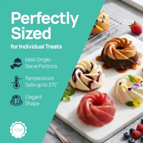 O'CREME Bakeable Plastic Mini Swirl Cake Pan, Baking Pan With Non-Stick Silicone, Reusable nonstick baking molds, Durable, Lightweight, Easy Storage for Baking and Much More - 50 QTY Pack - 3