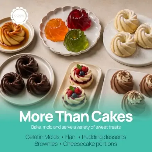 O'CREME Bakeable Plastic Mini Swirl Cake Pan, Baking Pan With Non-Stick Silicone, Reusable nonstick baking molds, Durable, Lightweight, Easy Storage for Baking and Much More - 50 QTY Pack - 5