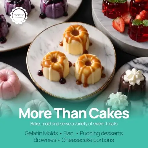 O'CREME Mini Cake Pan Silicone Baking Mold Non-Stick 25 Pack | Reusable, bakeable silicone molds ideal for jello, desserts, and more. BPA-free and easy to release every time. 