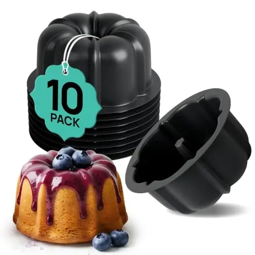 O'CREME Mini Silikon Kek Kalıbı Yapışmaz Pişirme Kalıbı 10'lu Paket | Mini kekler, jöle, tatlılar ve daha fazlası için mükemmel, yeniden kullanılabilir, fırınlanabilir silikon kalıplar. BPA içermez ve kolay çıkarılır. - 1