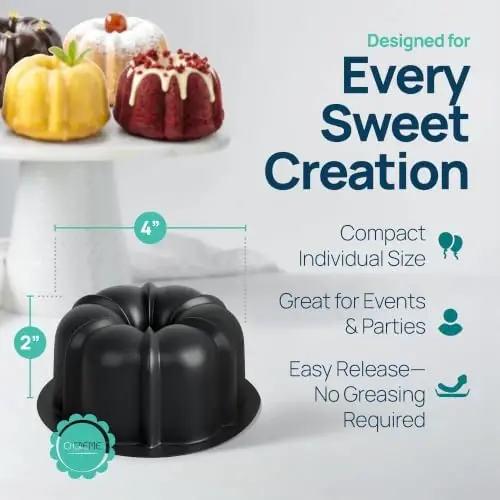 O'CREME Mini Silikon Kek Kalıbı Yapışmaz Pişirme Kalıbı 10'lu Paket | Mini kekler, jöle, tatlılar ve daha fazlası için mükemmel, yeniden kullanılabilir, fırınlanabilir silikon kalıplar. BPA içermez ve kolay çıkarılır. - 2