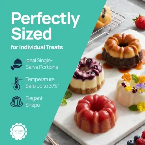 O'CREME Mini Silikon Kek Kalıbı Yapışmaz Pişirme Kalıbı 10'lu Paket | Mini kekler, jöle, tatlılar ve daha fazlası için mükemmel, yeniden kullanılabilir, fırınlanabilir silikon kalıplar. BPA içermez ve kolay çıkarılır. - 5