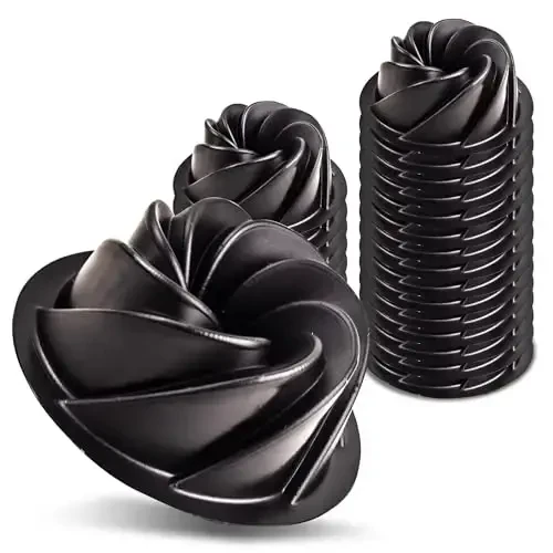 O'Creme Pishirish Mumkin Bo'lak Plastik Mini Buruq Tort Kalıpi, Yopishmas Silikonli Pishirish Kalıpi, Qayta Ishlatiladigan Yopishmas Pishirish Kalıpları, Bardoshli, Engil, Pishirish Va Boshqa Ko'p Narsalar Uchun Oson Saqlash - 25 Dona Paket - 5