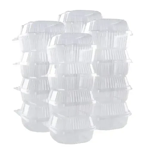 O'CREME Polystyrene Hinged-Lid Container 6 Inch Wide x 3.1 Inch High for Mini Cake Pan - Pack of 50 - 1