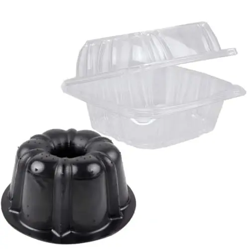 O'CREME Polystyrene Hinged-Lid Container 6 Inch Wide x 3.1 Inch High for Mini Cake Pan - Pack of 25 - 2