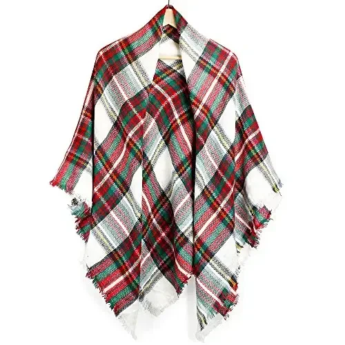 OCT17 Plaid Scarf Women PasModazoneina Wrap Large Warm Soft Shawl Winter Fall Scarves 