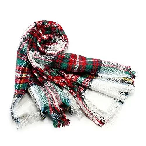 OCT17 Plaid Scarf Women PasModazoneina Wrap Large Warm Soft Shawl Winter Fall Scarves - 2