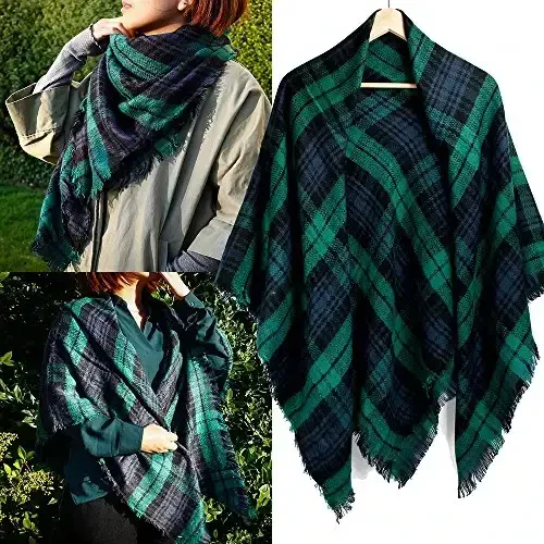 OCT17 Plaid Scarf Women PasModazoneina Wrap Large Warm Soft Shawl Winter Fall Scarves - 5