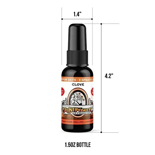 BluntPower Clove Concentrated Air Freshener for Room and Car - Oil-Based Diffuser Spray Bottle - Long-Lasting Bathroom, Car Freshener & Odor Eliminator (1 Pack) - 3