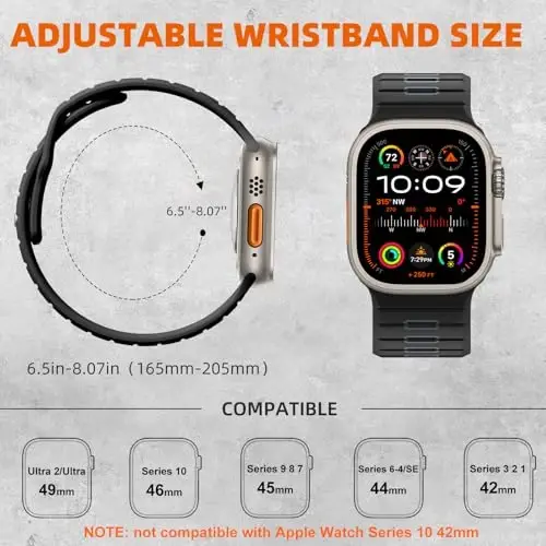 Odbeai 4 Pack Sport Bands Apple Watch Ultra 2 3/Ultra Band bilan mos,Apple Watch Bands for Men 49mm 46mm 45mm 44mm 42mm bilan mos,iWatch Bands Men Series SE 11 10 9 8-1 uchun silikon tasma - 4