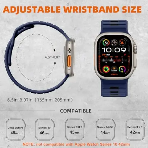 Odbeai 4 Pack Sport Bands Apple Watch Ultra 2/Ultra Band bilan mos keladi, Erkaklar uchun Apple Watch Bands 49mm 46mm 45mm 44mm 42mm bilan mos, iWatch Bands Erkaklar uchun Silikon Loop Strap Series SE 10 9 8-1 - 4