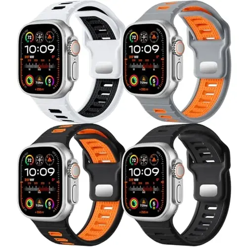 Odbeai 4 Pack Sport Bands Compatible with Apple Watch Ultra 2 3/Ultra Band,Compatible with Apple Watch Bands for Men 49mm 46mm 45mm 44mm 42mm,Silicone Strap for iWatch Bands Men Series SE 11 10 9 8-1 - 1