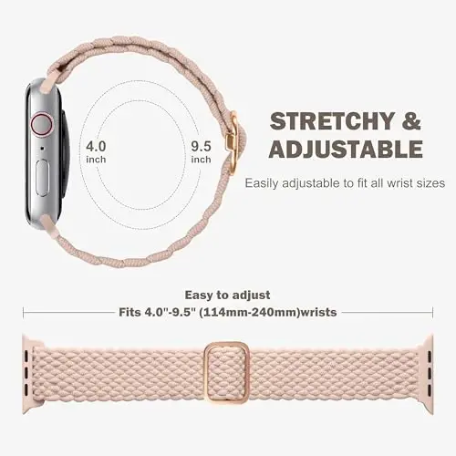 Odbeai Braided Band Apple Watch Band 38mm 40mm 41mm 42mm 44mm 45mm 46mm 49mm ayollar erkaklar bilan mos keladi, iWatch Series 10 9 8 7 6 5 4 3 2 1 SE Ultra/Ultra 2 bilan moslashuvchan yumshoq tasma - 5