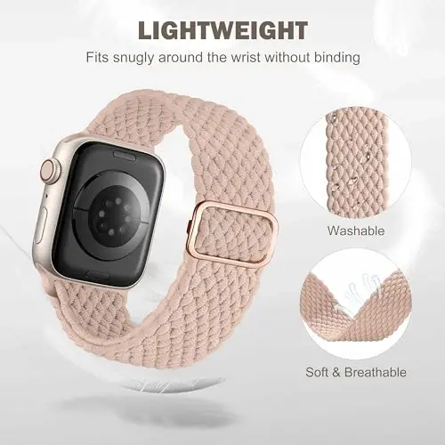 Odbeai Braided Band Apple Watch Band 38mm 40mm 41mm 42mm 44mm 45mm 46mm 49mm ayollar erkaklar bilan mos keladi, iWatch Series 10 9 8 7 6 5 4 3 2 1 SE Ultra/Ultra 2 bilan moslashuvchan yumshoq tasma - 3