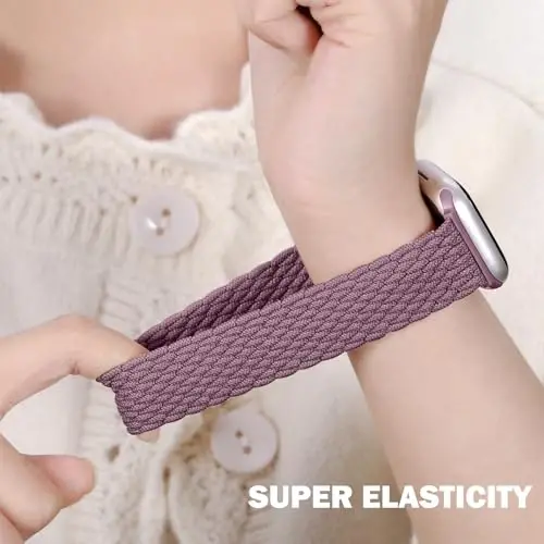 Odbeai Braided Band Apple Watch Band 38mm 40mm 41mm 42mm 44mm 45mm 46mm 49mm ayollar erkaklar bilan mos keladi, iWatch Series 10 9 8 7 6 5 4 3 2 1 SE Ultra/Ultra 2 bilan moslashuvchan yumshoq tasma - 4