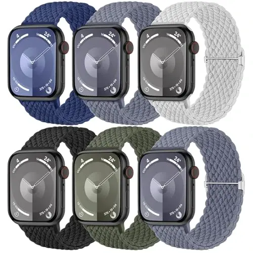 Odbeai Braided Band Apple Watch Band 38mm 40mm 41mm 42mm 44mm 45mm 46mm 49mm ayollar erkaklar uchun mos, iWatch Series 10 9 8 7 6 5 4 3 2 1 SE Ultra/Ultra 2 bilan mos keluvchi sozlanishi yumshoq tasma - 1
