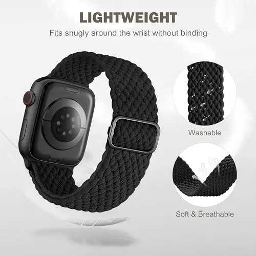 Odbeai Braided Band Apple Watch Band 38mm 40mm 41mm 42mm 44mm 45mm 46mm 49mm ayollar erkaklar uchun mos, iWatch Series 10 9 8 7 6 5 4 3 2 1 SE Ultra/Ultra 2 bilan mos keluvchi sozlanishi yumshoq tasma - 3