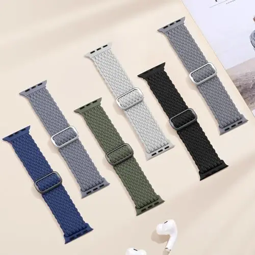 Odbeai Braided Band Apple Watch Band 38mm 40mm 41mm 42mm 44mm 45mm 46mm 49mm ayollar erkaklar uchun mos, iWatch Series 10 9 8 7 6 5 4 3 2 1 SE Ultra/Ultra 2 bilan mos keluvchi sozlanishi yumshoq tasma - 5