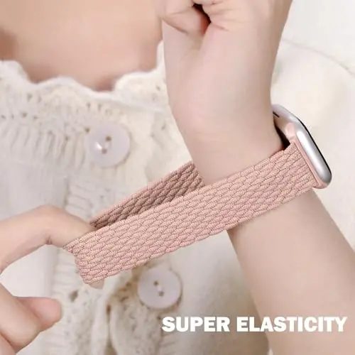 Odbeai Braided Band Apple Watch Band 38mm 40mm 41mm 42mm 44mm 45mm 46mm 49mm ayollar erkaklar uchun mos, iWatch Series 10 9 8 7 6 5 4 3 2 1 SE Ultra/Ultra 2 bilan mos keluvchi sozlanishi yumshoq tasma - 4