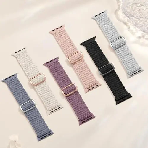 Odbeai Braided Band Apple Watch Band 38mm 40mm 41mm 42mm 44mm 45mm 46mm 49mm ayollar erkaklar uchun mos, iWatch Series 10 9 8 7 6 5 4 3 2 1 SE Ultra/Ultra 2 bilan mos keluvchi sozlanishi yumshoq tasma - 5
